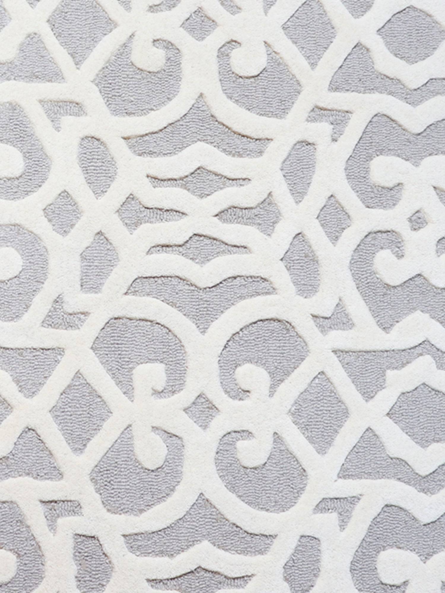 Carpet Hand Tufted 100% Woollen Mushroom And Offwhite Trellis  - 4ft X 6ft