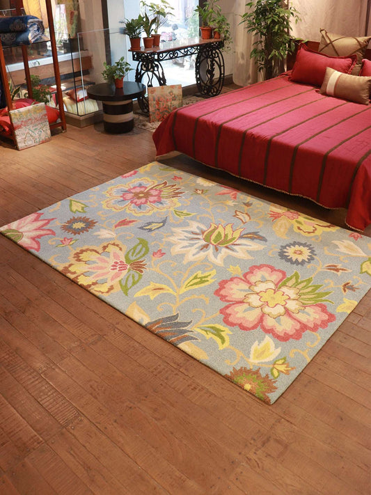 Carpet Hand Tufted 100% Woollen Floral Multi - 5 X 7 Feet