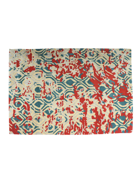 Carpet Hand Tufted 100% Woolen Abstract Ogee  Multi - 4 X 6 Feet