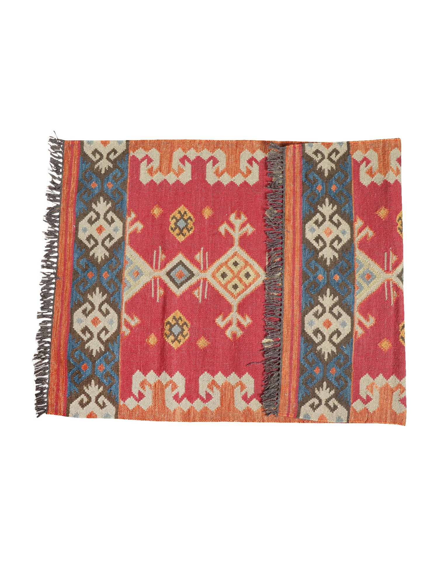 Dhurrie Handwoven Wollen for Floor, Living Room & Bedroom | Red - 3x5 feet