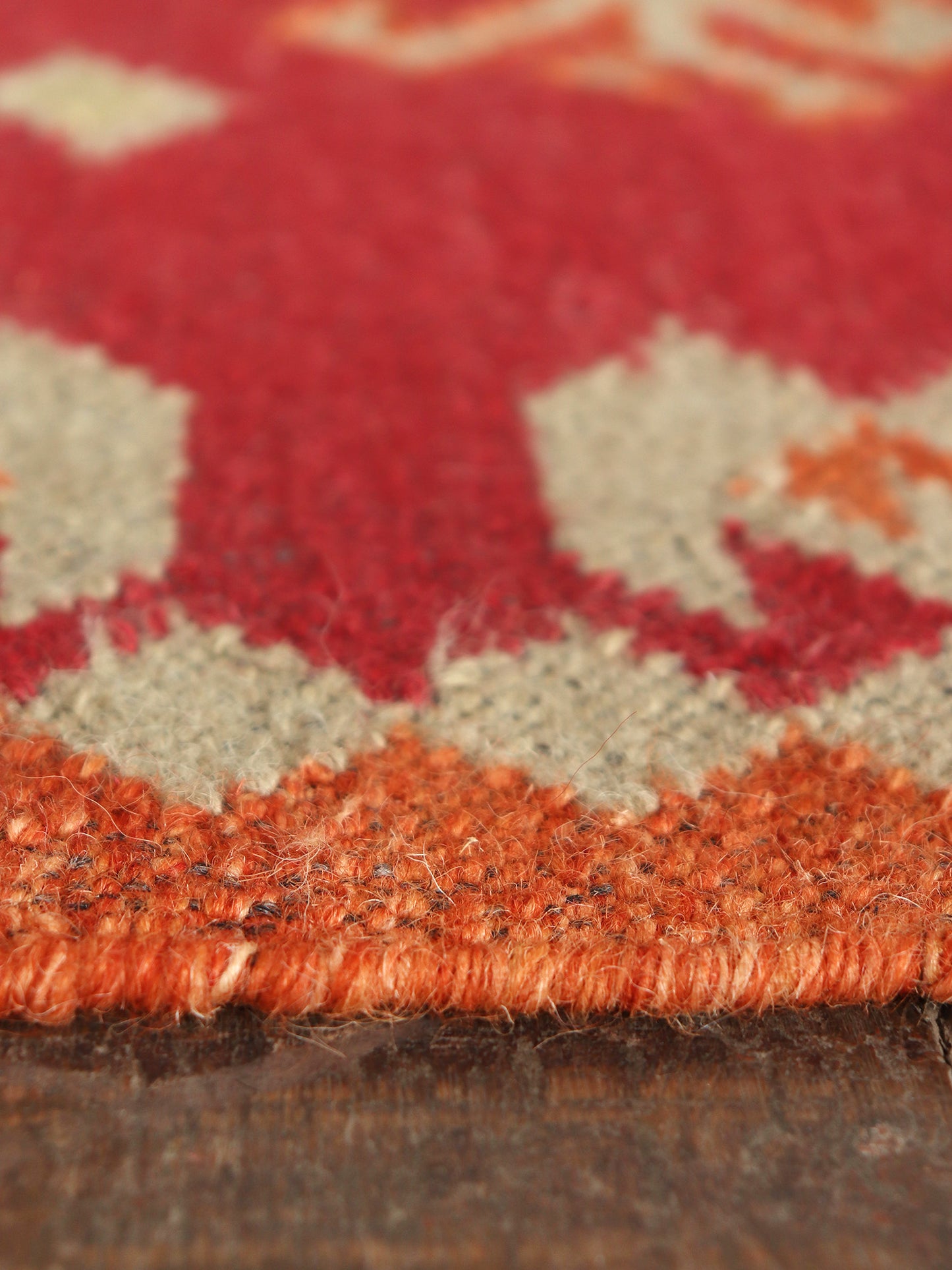 Dhurrie Handwoven Wollen for Floor, Living Room & Bedroom | Red - 3x5 feet