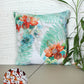 Cushion Cover with Hand Embroidery (Silver Zari) on Floral Print - Cotton Blend | Multi - 16x16in(40x40cm) (Pack of 1)