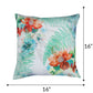Cushion Cover with Hand Embroidery (Silver Zari) on Floral Print - Cotton Blend | Multi - 16x16in(40x40cm) (Pack of 1)