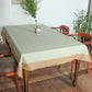 Table Cover with Panel Border and  Self Textured Floral Pattern | Cotton Blend - Green Brown | Heat Resistant Cover for Kitchen Table/Dining Table Cloth, 52 X 84 Inches; 130 cm X 210 cm