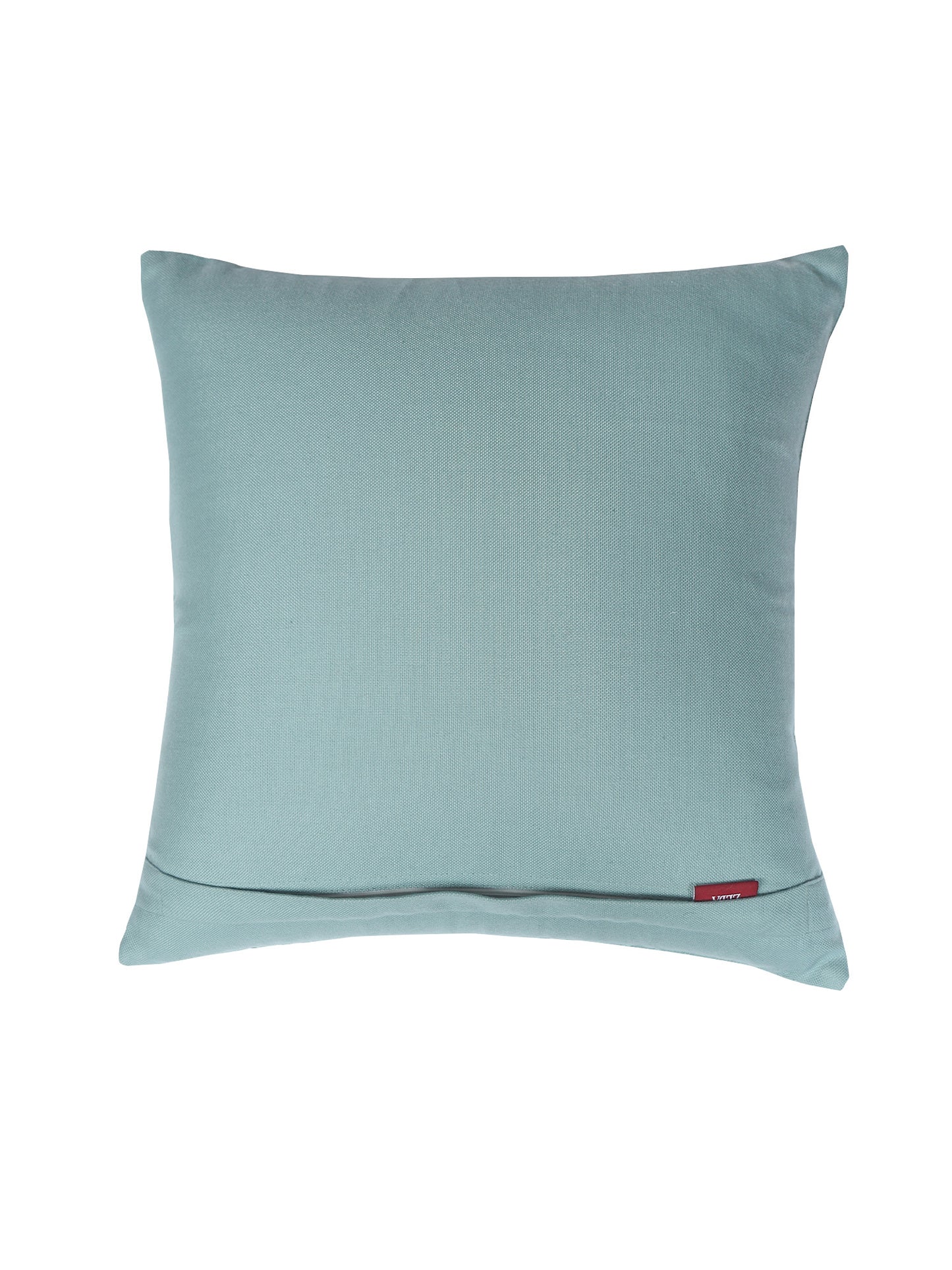 ZEBA World Square Cushion Cover for Sofa, Bed | Zigzag Embriodery - PolyBlend | Teal - 16x16in(40x40cm) (Pack of 1)