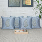 Paisley Motif in Two Tone Embroidered Cushion Cover  with Cord Piping - Metallic Grey