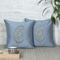Paisley Motif in Two Tone Embroidered Cushion Cover  with Cord Piping - Metallic Grey