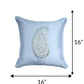 Paisley Motif in Two Tone Embroidered Cushion Cover  with Cord Piping - Metallic Grey