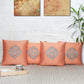 Central Motif in Two Tone Embrodiery  Cushion Cover - Coral