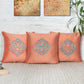 Central Motif in Two Tone Embrodiery  Cushion Cover - Coral