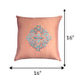 Central Motif in Two Tone Embrodiery  Cushion Cover - Coral