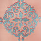 Central Motif in Two Tone Embrodiery  Cushion Cover - Coral