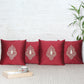 Motif Embroidered Cushion Cover with Patch and Applique - Red
