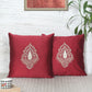 Motif Embroidered Cushion Cover with Patch and Applique - Red