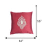 Motif Embroidered Cushion Cover with Patch and Applique - Red