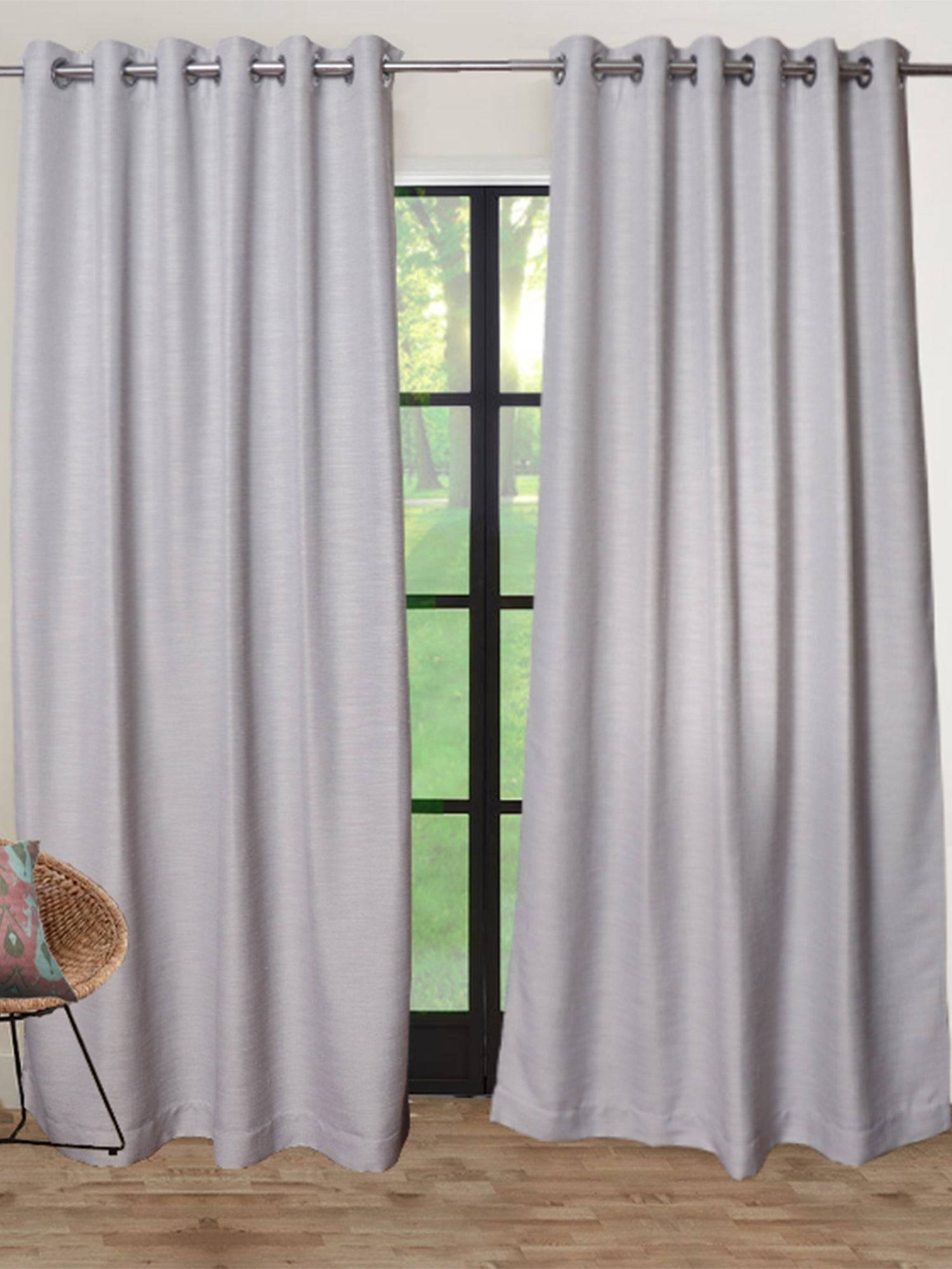 Room Darkening Blackout Door Curtain 7 Feet | Cotton Blend Curtain with Eyelet | Grey Color - 54x84 inches