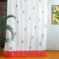 Door Curtain Cotton Blend Floral Digital Printed in White Orange Color - 50" x 84" (Hidden Loop)