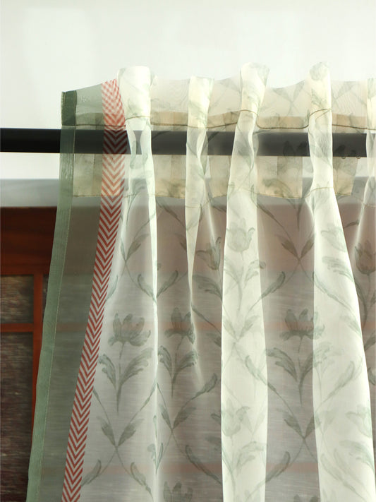 Organza Sheer Curtain Floral Printed (Hidden Loop) - 50" x 80"