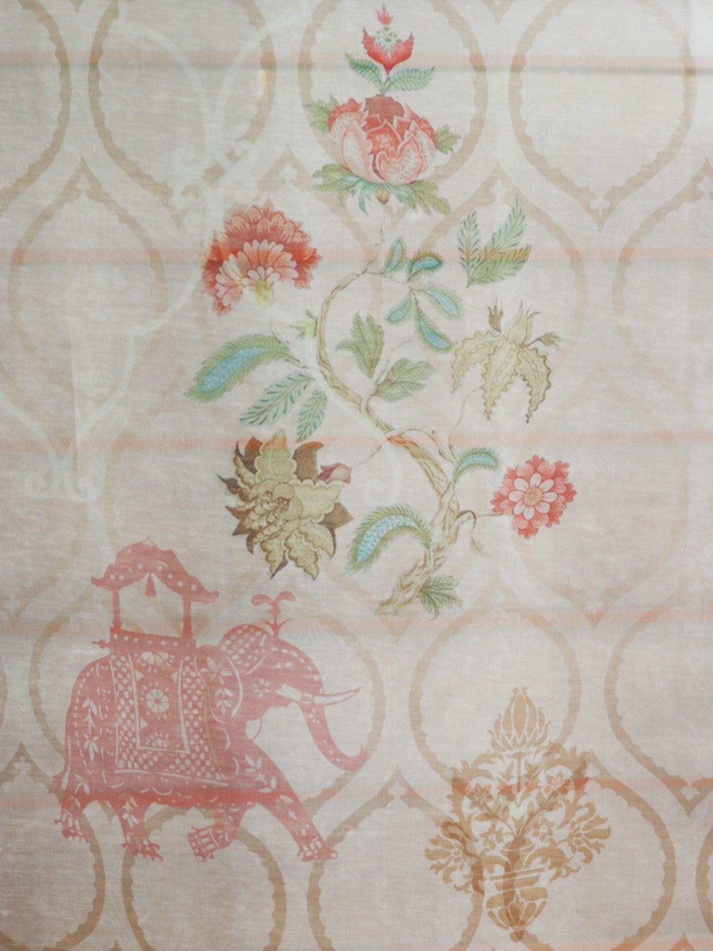 Organza Sheer Curtain Mughal Garden Printed Brown - 50" x 80" (Hidden Loop)