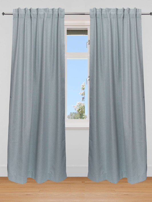 Curtain Cotton Blend Hidden Loop Self Textured Grey - 52" x 90"