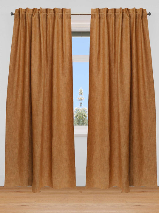 Curtain Cotton Blend Hidden Loop Self Textured Ocher - 52" x 90"