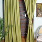 Door Curtain Self Textured Cotton Blend Green - 52" X 84" (Hidden Loop)