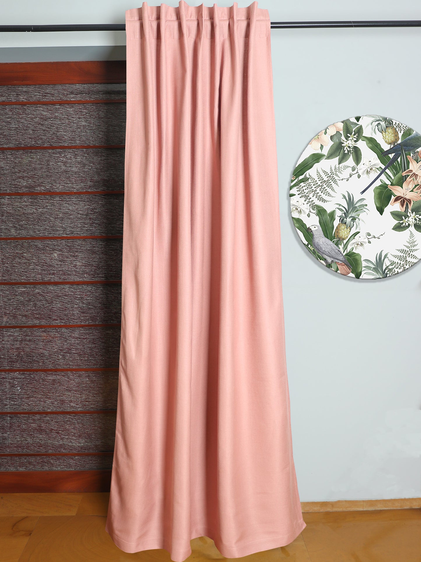 Door Curtain Cotton Blend Solid Coral - 52" X 84" (Hidden Loop) (7ft)