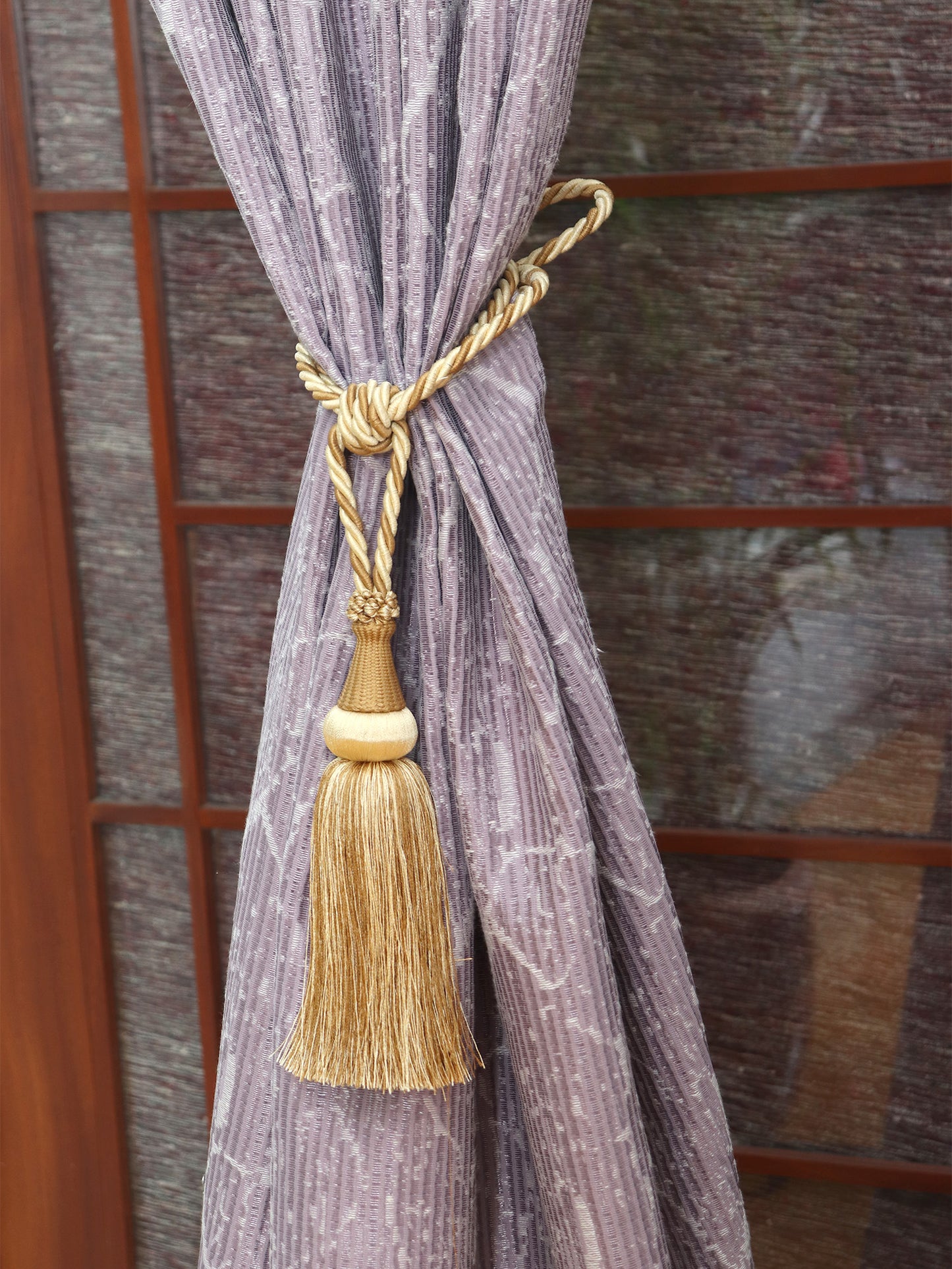 Door Curtain Cotton Blend  Self Textured Lilac - 52" X 84" (Hidden Loop) (7ft)
