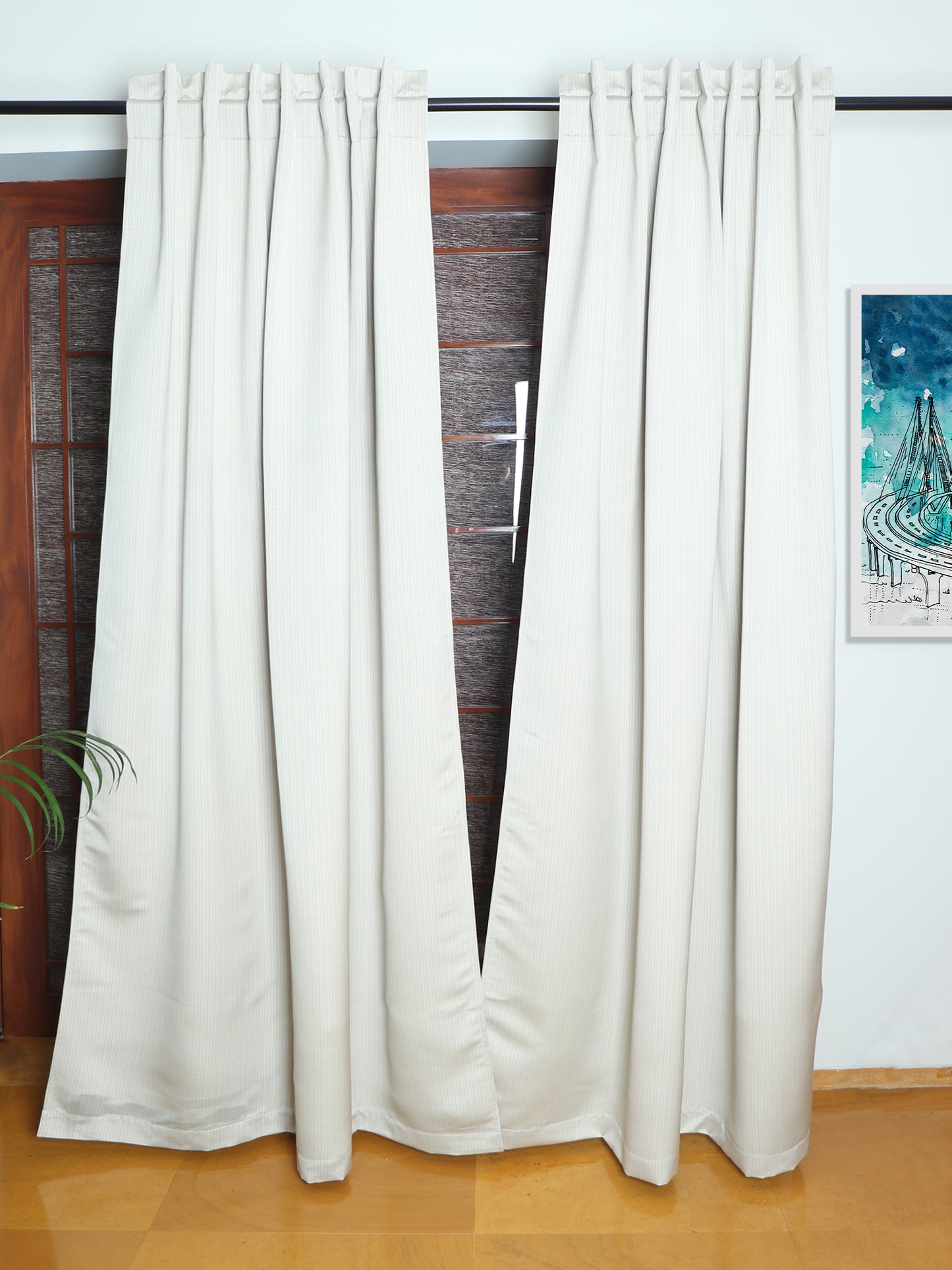 Door Curtain Cotton Blend Solid Off White - 52" X 84" (Hidden Loop) (7ft)