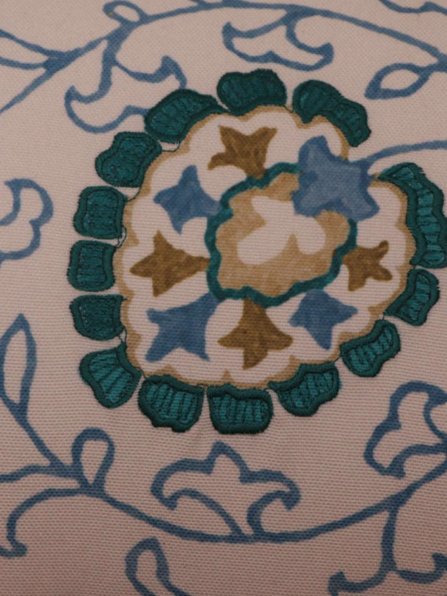 Cushion Cover Polyster Floral Turquoise Blue - 12" X 22"