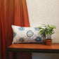 Cushion Cover Polyster Floral Turquoise Blue - 12" X 22"