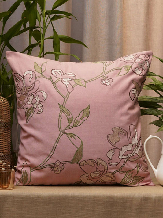 Embroidered Cushion cover with floral design