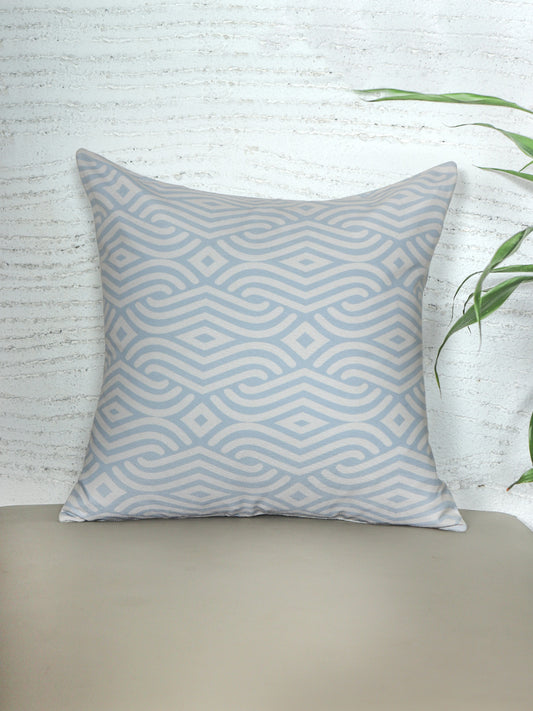 Cushion Cover with Abstract Print - Polyester Blend | Blue/Grey - 20x20in