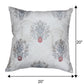 Eurosham Cushion Cover with Mughal Motif Print with Hand Embroidery - Polycanvas | Grey - 20x20in