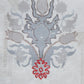 Eurosham Cushion Cover with Mughal Motif Print with Hand Embroidery - Polycanvas | Grey - 20x20in