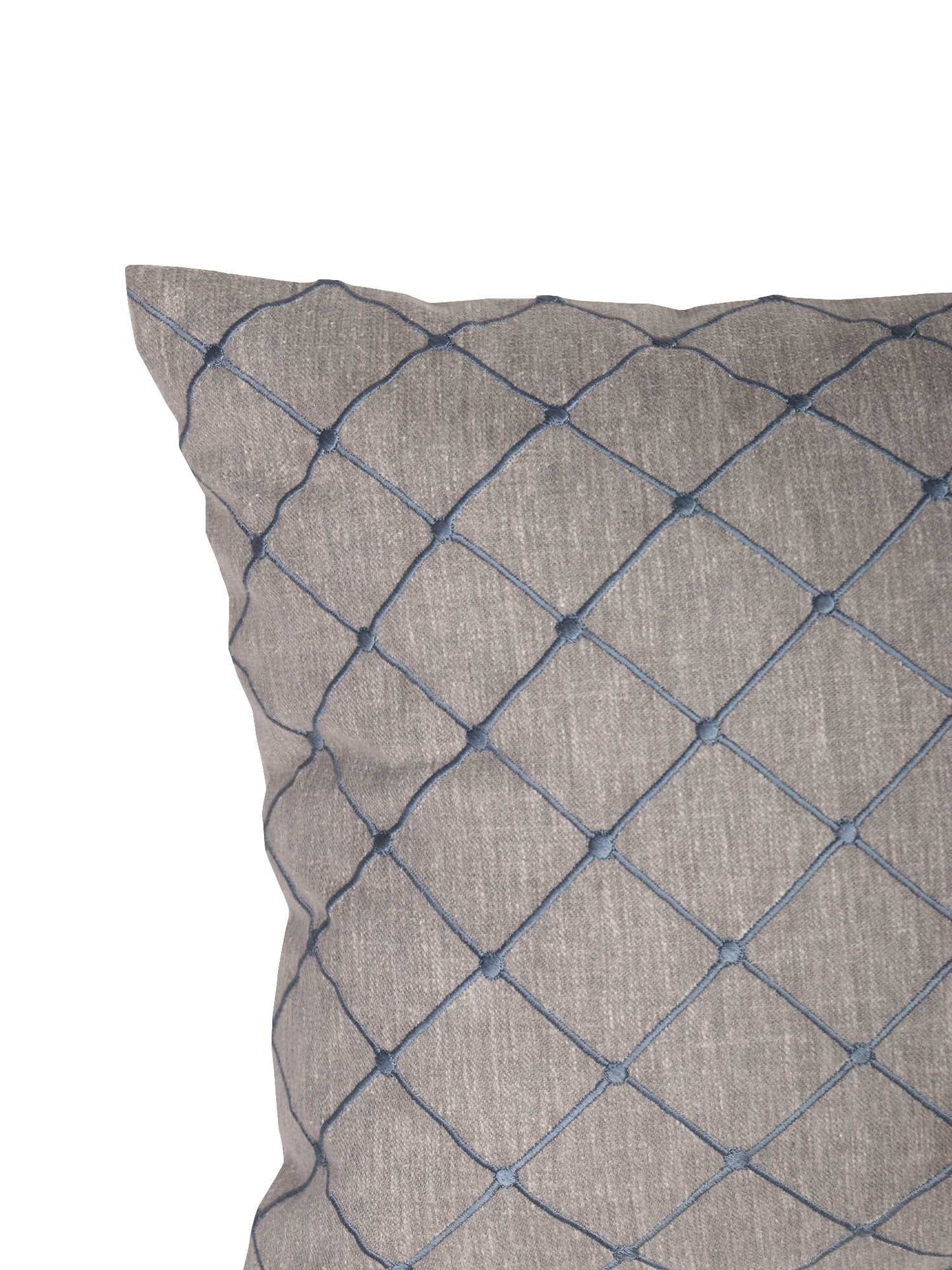 Cushion Cover Cotton Patchwork with Pleats and Embroidery of Checks - 12inches X 22inches