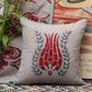 Cushion Cover Cotton Aari with Hand Embroidery and Border Floral Grey - 16inches X 16inches