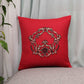 Cushion Cover Cotton Blend Hand Embroidered Motif Red - 16inches X 16inches