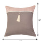 Cushion Cover Cotton Patchwork, Pleats and Tassels Laces Grey - 16inches X 16inches