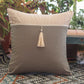 Cushion Cover Cotton Patchwork, Pleats and Tassels Laces Grey - 16inches X 16inches