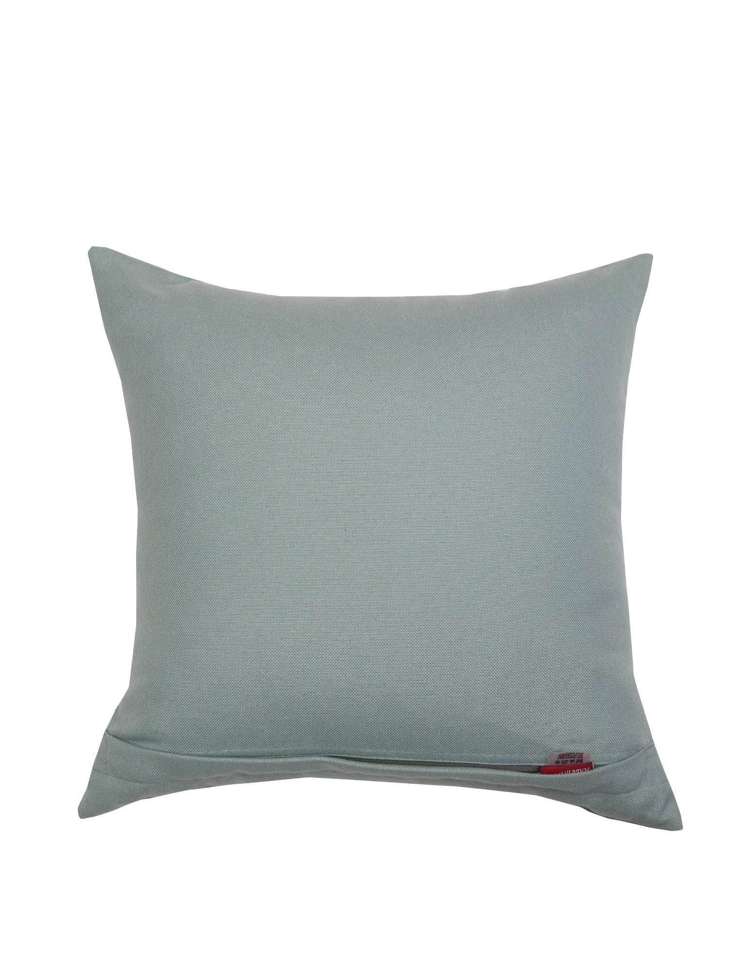 Cushion Cover Cotton Motif Hand Embroidered Teal - 16inches X 16inches