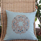 Cushion Cover Cotton Motif Hand Embroidered Teal - 16inches X 16inches