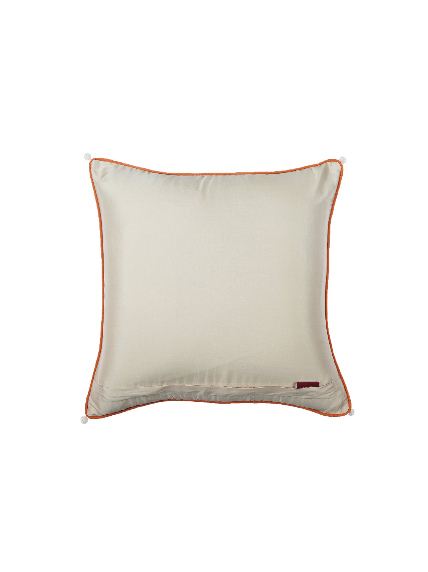 Cushion Cover for Sofa, Bed Varanasi Silk Motif with Cord Piping Off White - 16x16in(40x40cm) (Pack of 1)