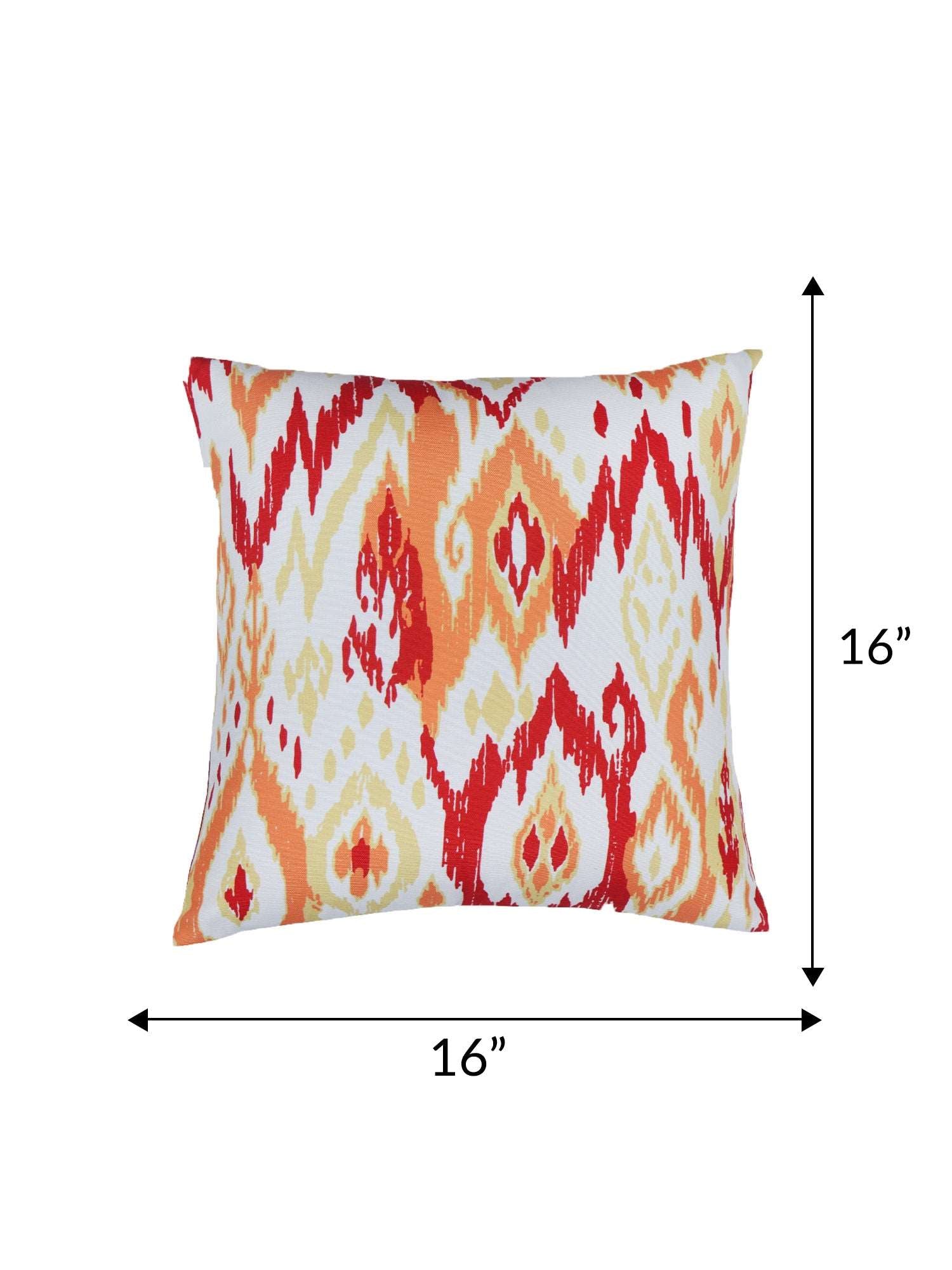 Cushion Cover for Sofa, Bed Poly Canvas Ikat Print | Multi color - 16x16in(40x40cm) (Pack of 2)