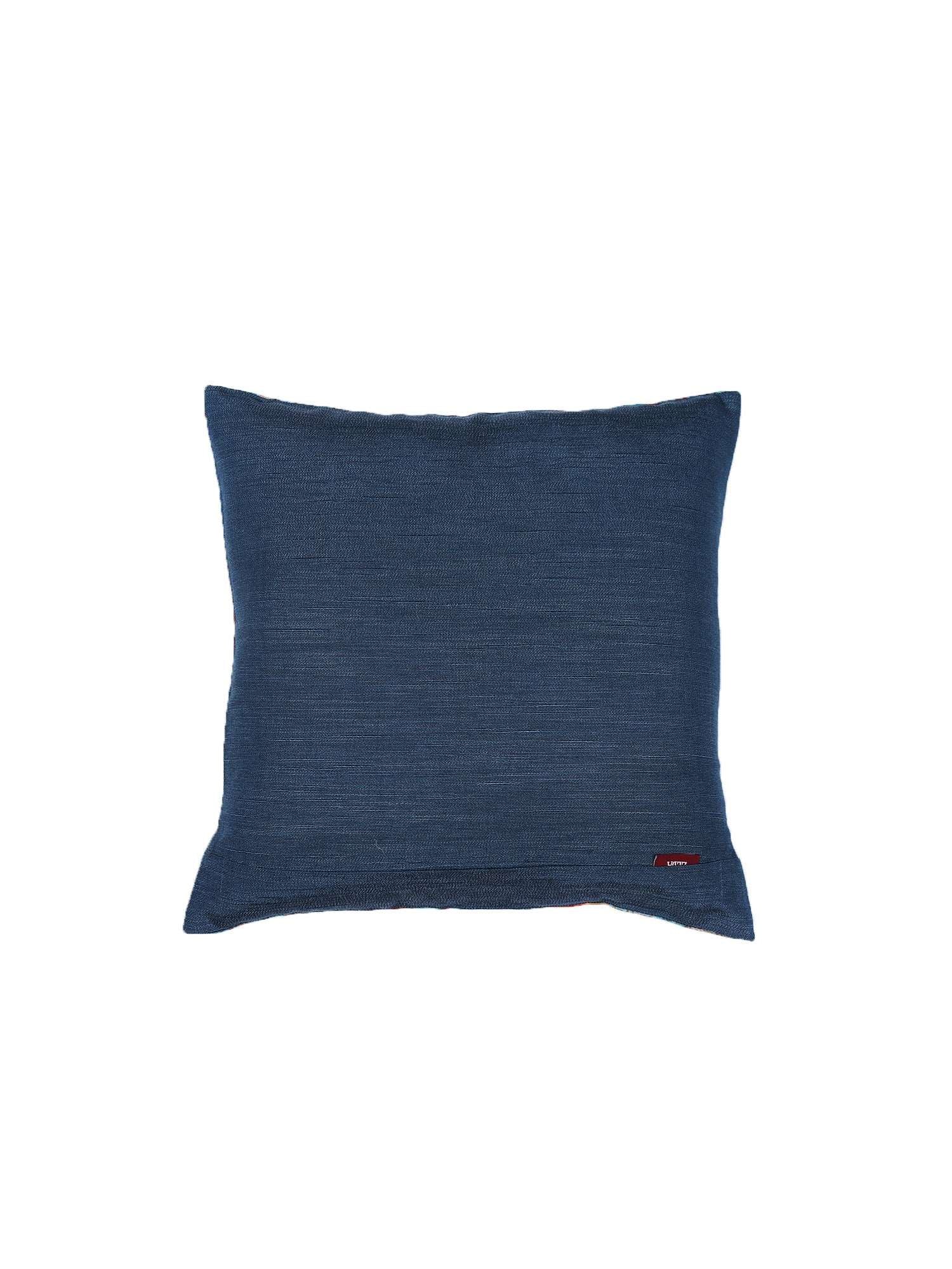 Cushion Cover for Sofa, Bed Poly Canvas Ikat Print | Navy Blue - 16x16in(40x40cm) (Pack of 1)