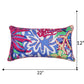 Cushion Cover for Sofa, Bed Cotton Polyester| Floral Design | Hand Embroidery(Chawal Taka) | Pink Blue - 12x22in(30x56cm) (Pack of 1)