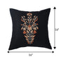 ZEBA World Square Cushion Cover for Sofa, Bed | Motif Embroidery - Chenille | Black - 16x16in(40x40cm) (Pack of 1)