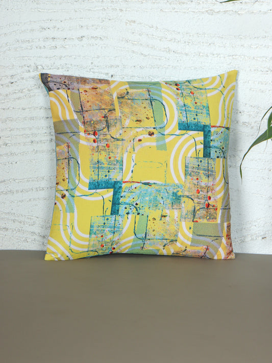 Cushion Cover with Printed Contemporary Abstract Art - Polycanvas | Multicolor - 16x16in(40x40cm) (Pack of 1)