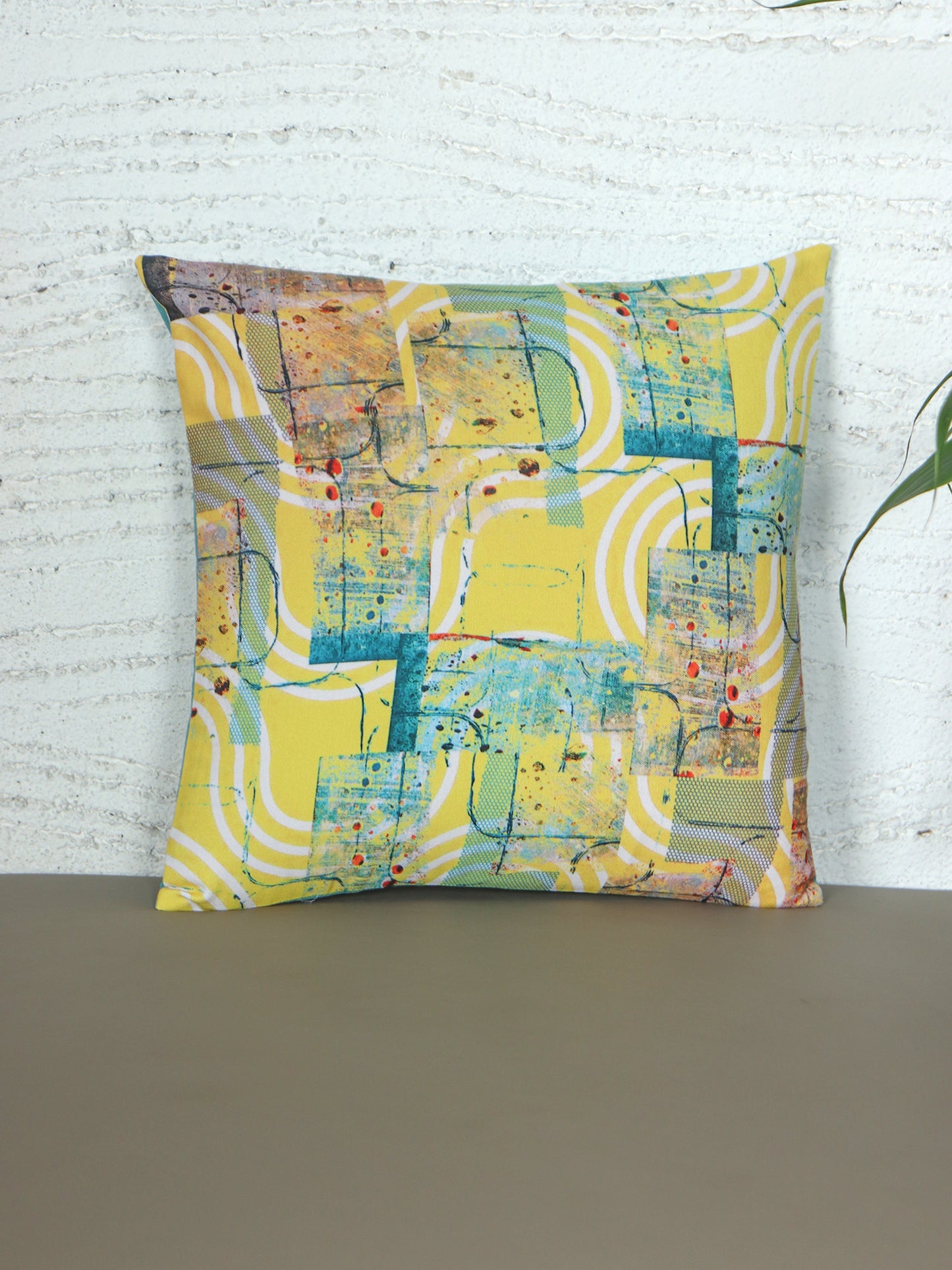 ZEBA World Square Cushion Cover for Sofa, Bed | Printed Contemporary Abstract Art - Polycanvas | Multicolor - 16x16in(40x40cm) (Pack of 1)