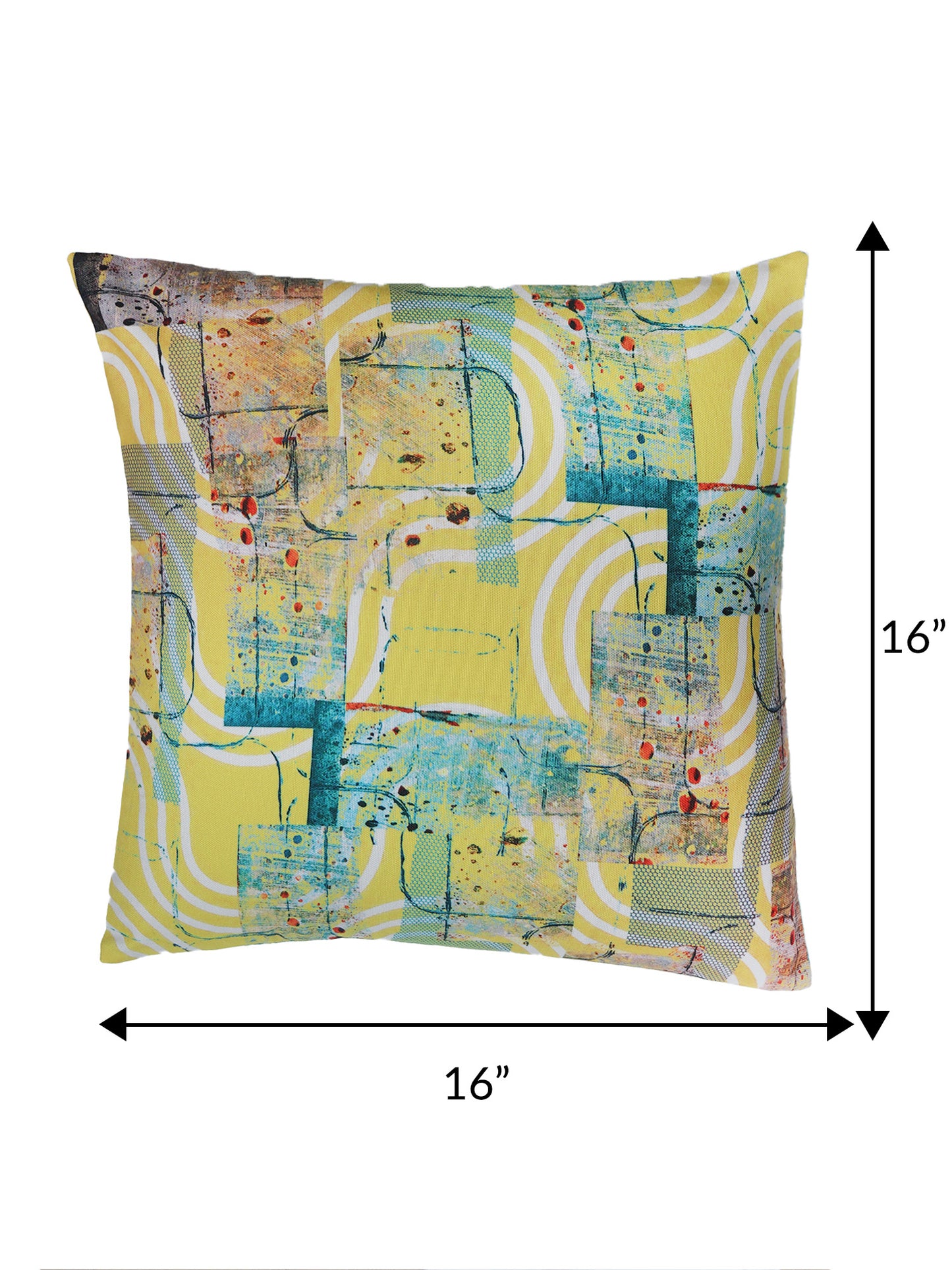 ZEBA World Square Cushion Cover for Sofa, Bed | Printed Contemporary Abstract Art - Polycanvas | Multicolor - 16x16in(40x40cm) (Pack of 1)